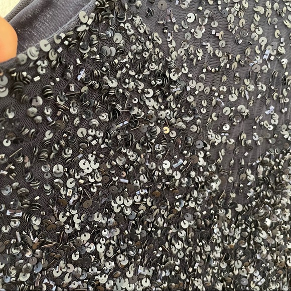 Parker Black Navy Sequin High Neck Halter Maxi Gown Dress Formal Wedding Prom - Picture 12 of 14